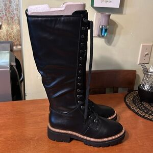 SUN & STONE Aylssaa Lace-Up Lug High Boots Black